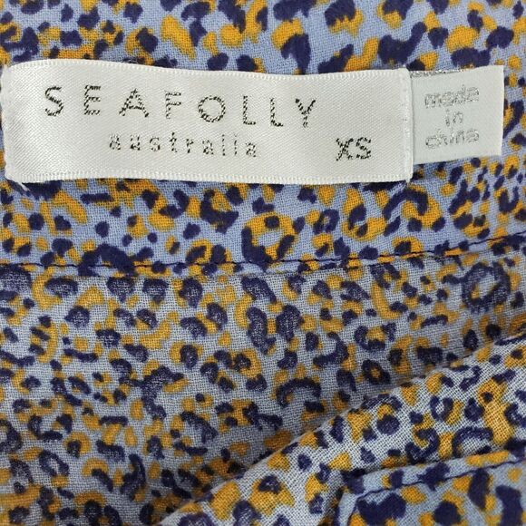 Seafolly SIZE XS Spahetti Strap Spirit Animal Print Button Front Midi Dress FLAW - Picture 6 of 13